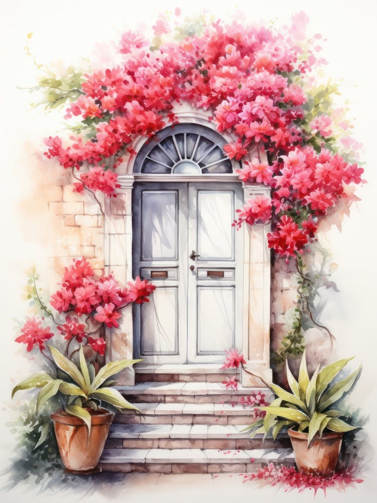 Dubrovnik, Croatia   Mediterranean Doors Watercolour Painting 3