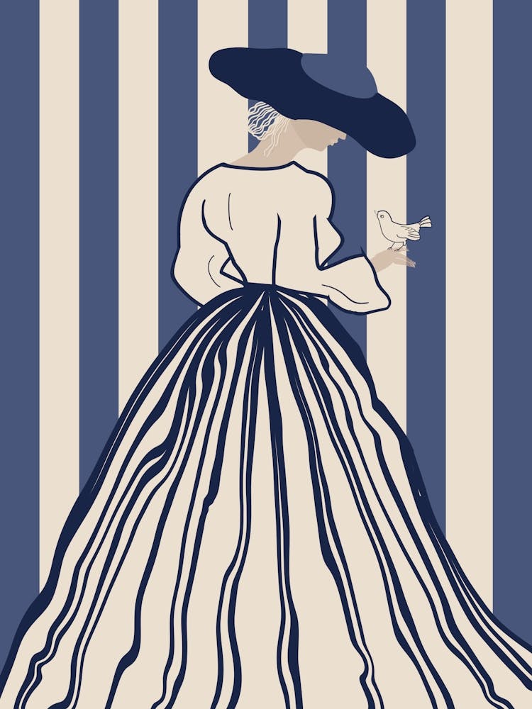 Victorian Lady in A Striped Dress