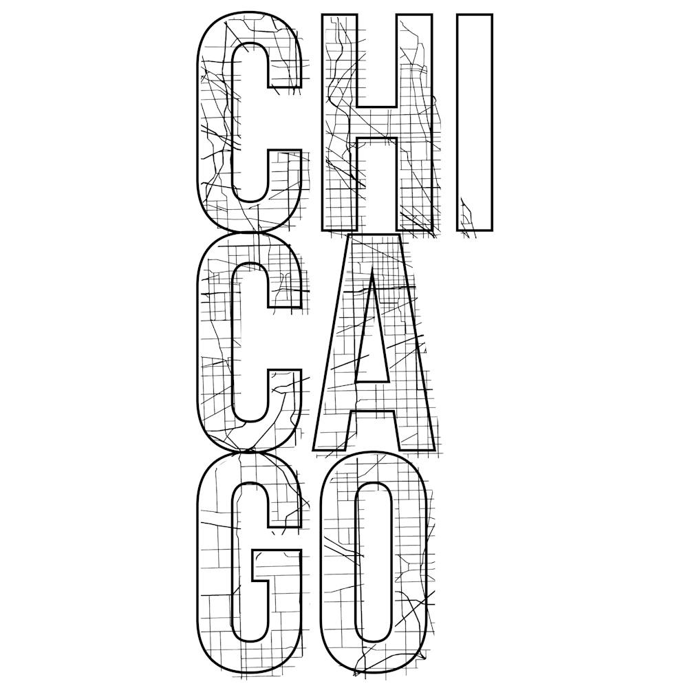 Chicago Street Map Typography Square