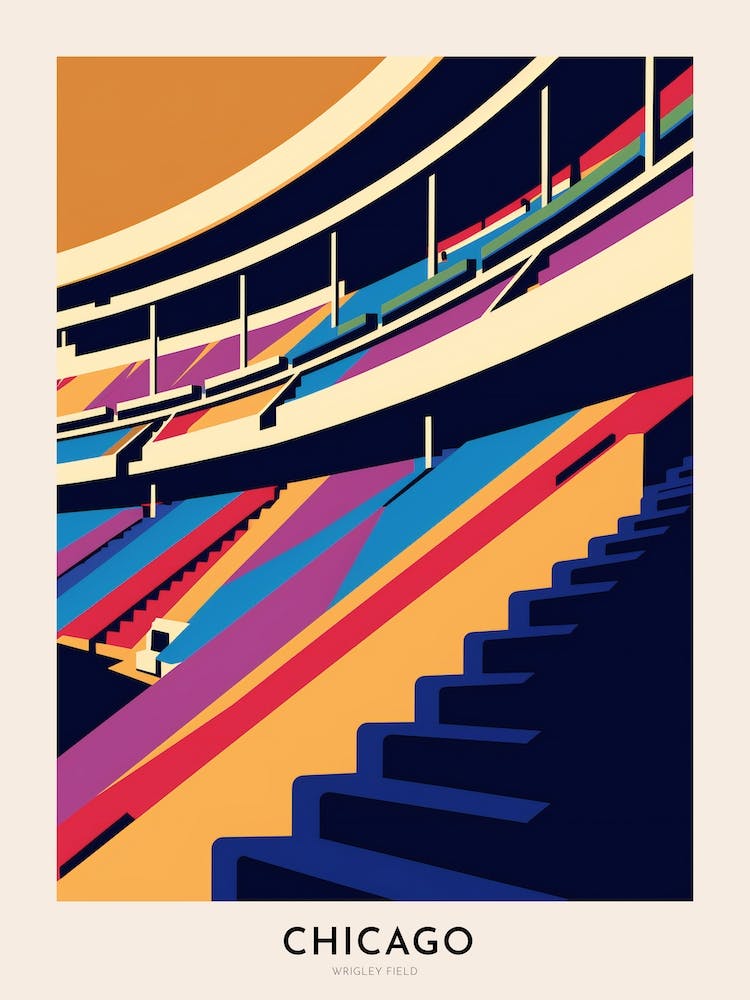 Wrigley Field Chicago Colourful Travel Poster