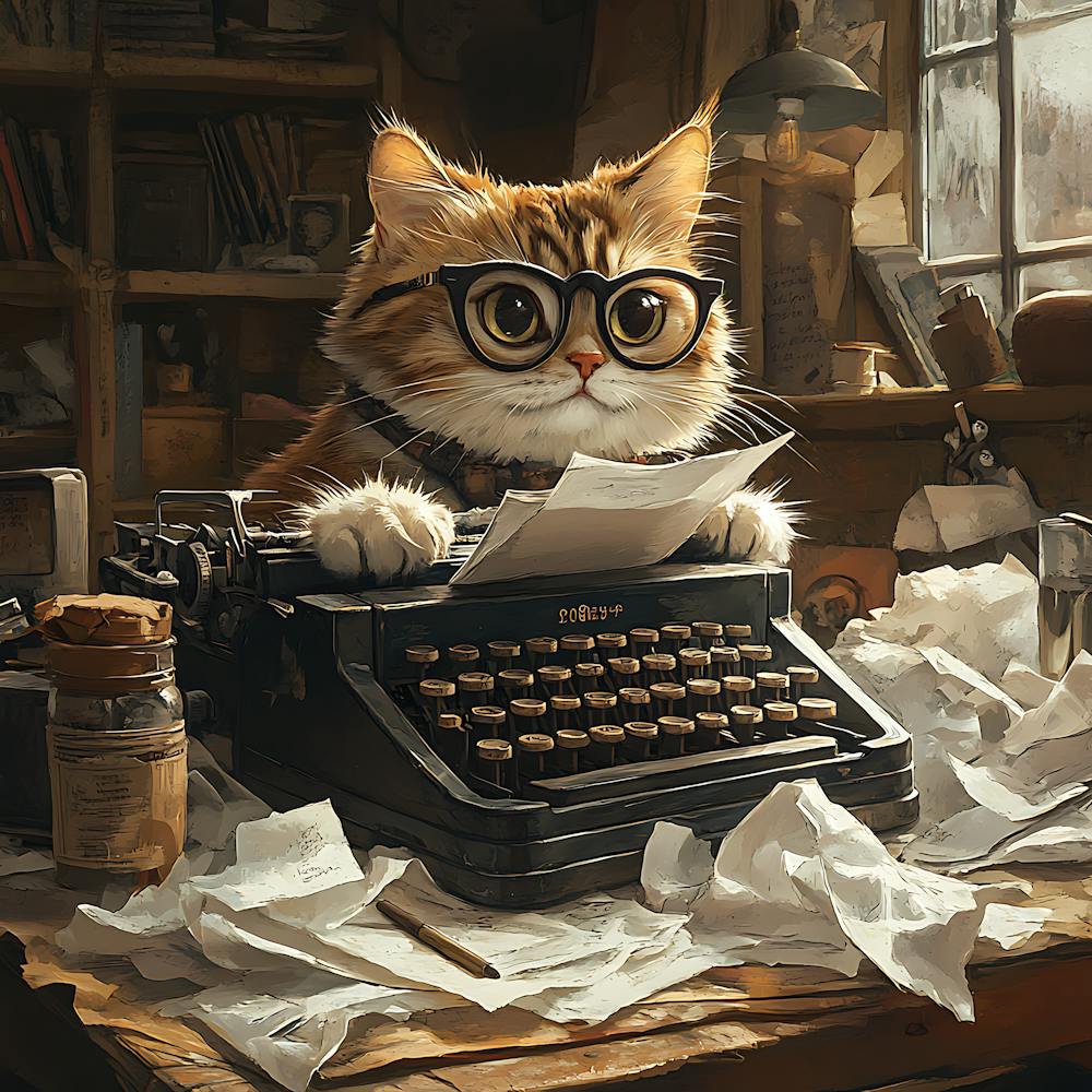 Funny Cat Writer Vintage 1