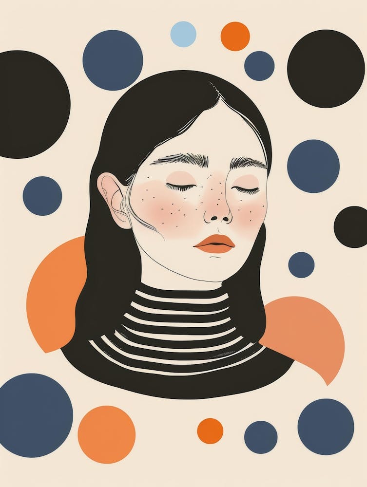 Illustration Of A Woman With Eyes Closed