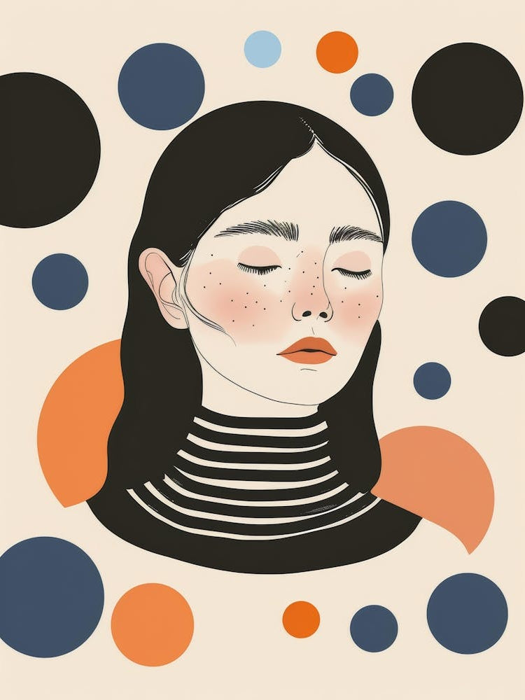 Illustration Of A Woman With Eyes Closed