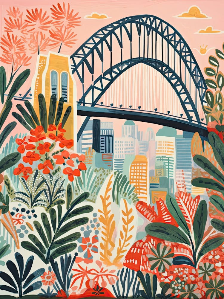 The Sydney Harbour Bridge   Sydney, Australia   Cute Botanical Illustration Travel 2