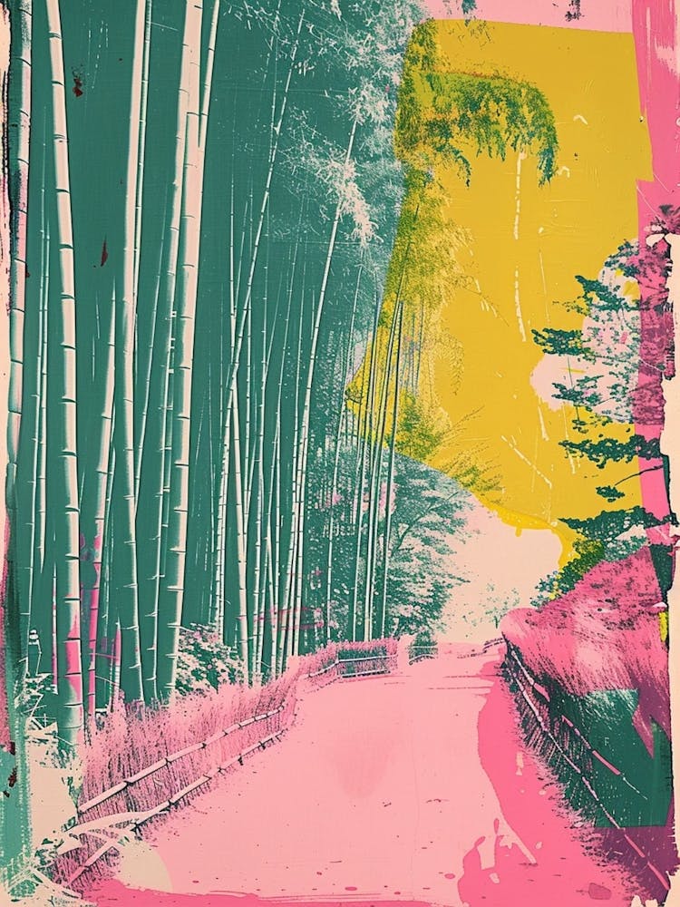 Arashiyama Bamboo Grove Duotone Silkscreen 1