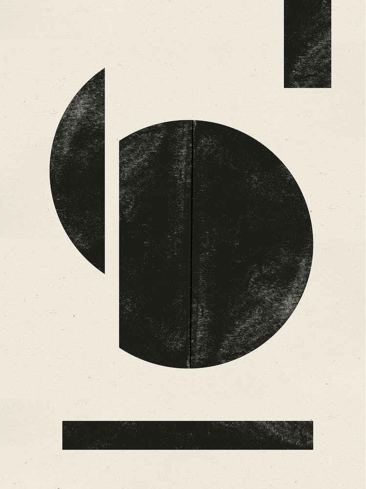 Japandi Woodblock Object, Minimalist Geometric Shapes, Modern Neutral Home Style, Beige and Black Watercolor