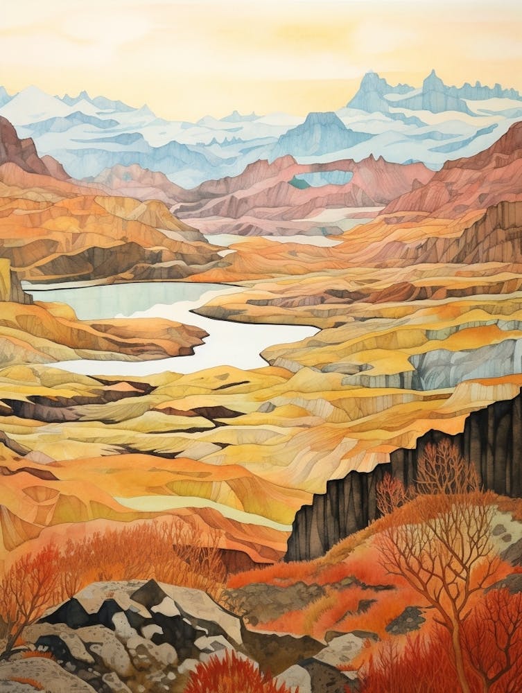 Autumn National Park Painting Vatnajkull National Park Iceland 1