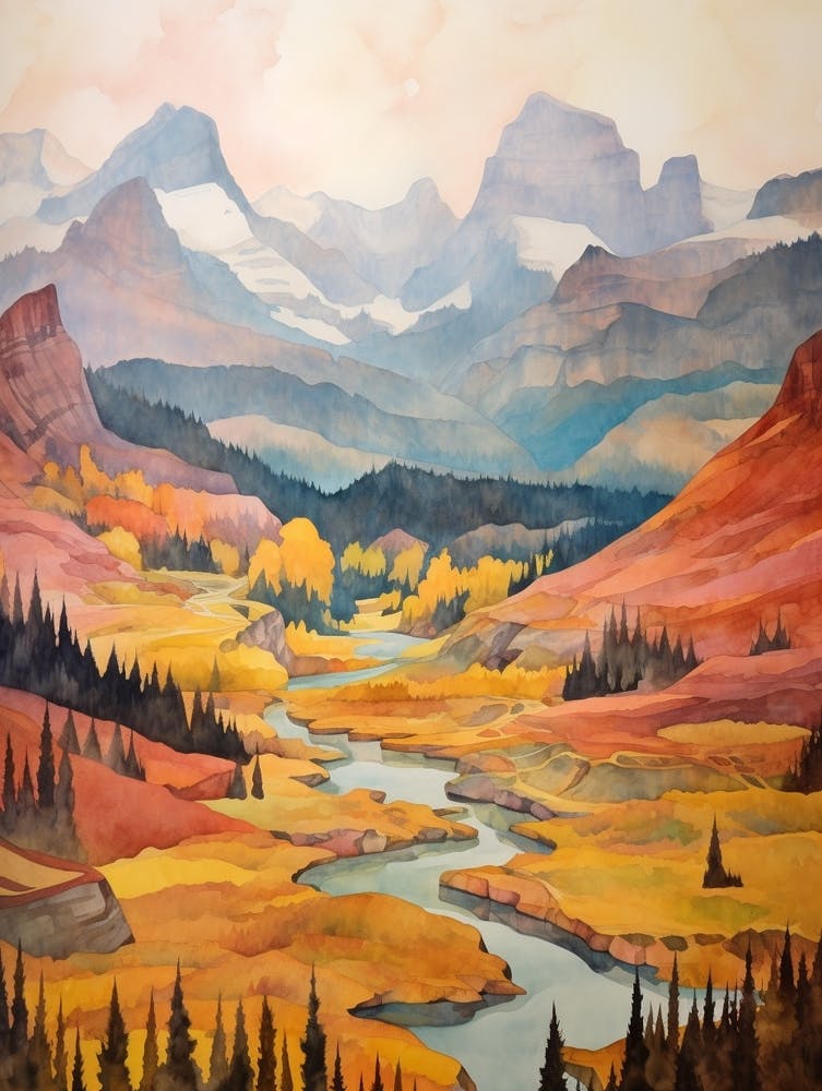 Autumn National Park Painting Yoho National Park British Columbia Canada 4