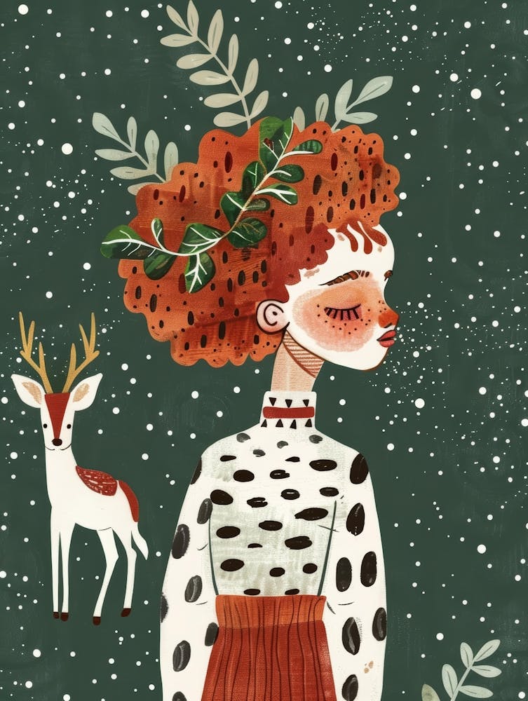 Christmas Girl With Deer