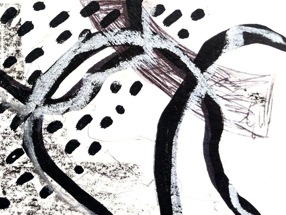 Abstract Painting Funky Black and White