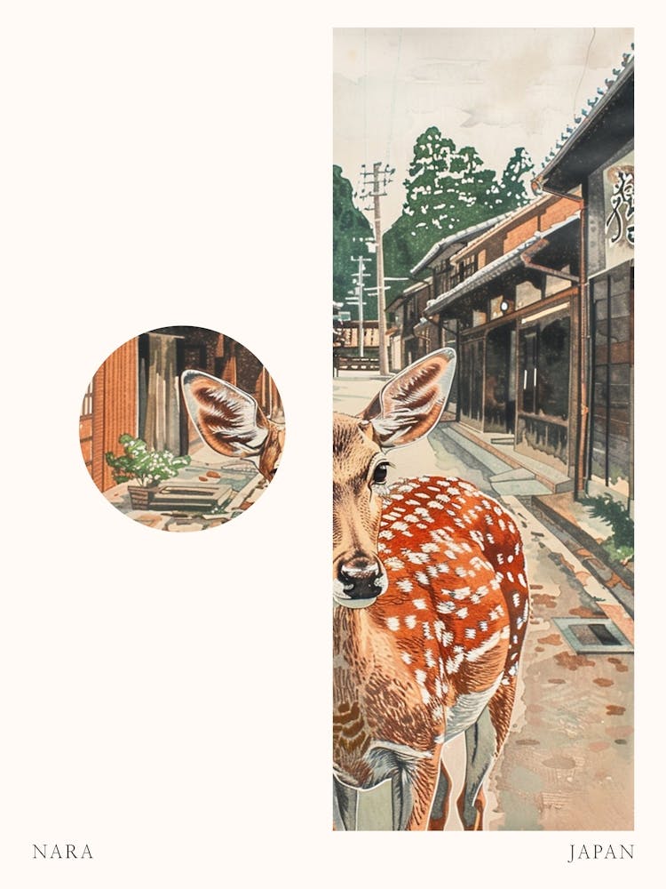 Nara Japan 2 Cut Out Travel Poster