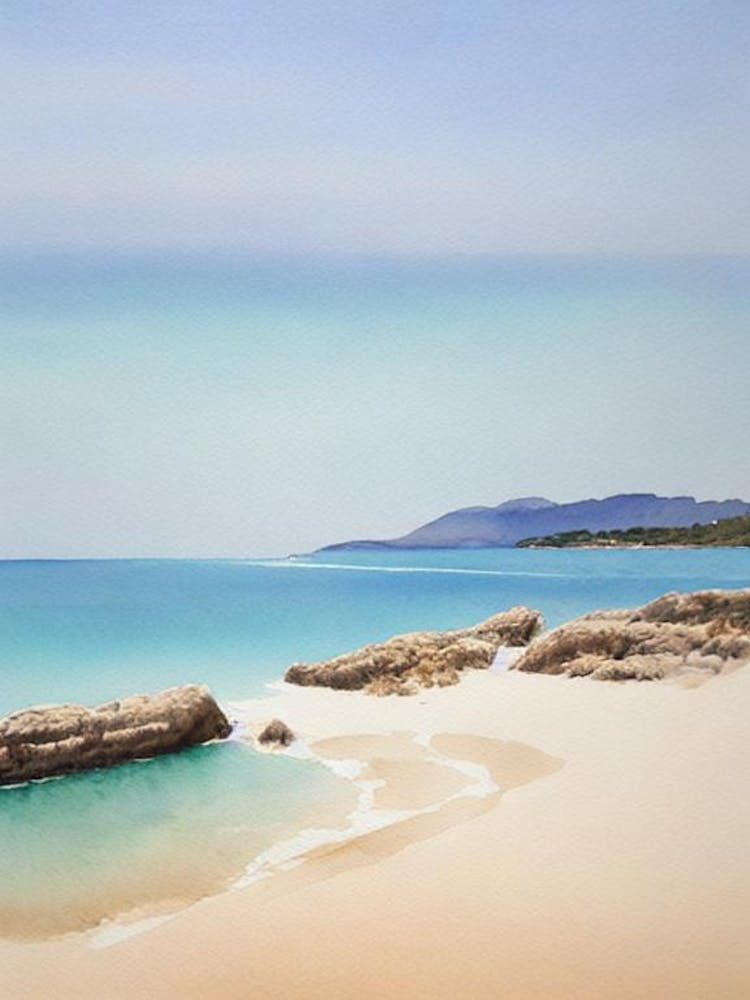 Plage De Paloma 3, Saint Jean Cap Ferrat, France Watercolour