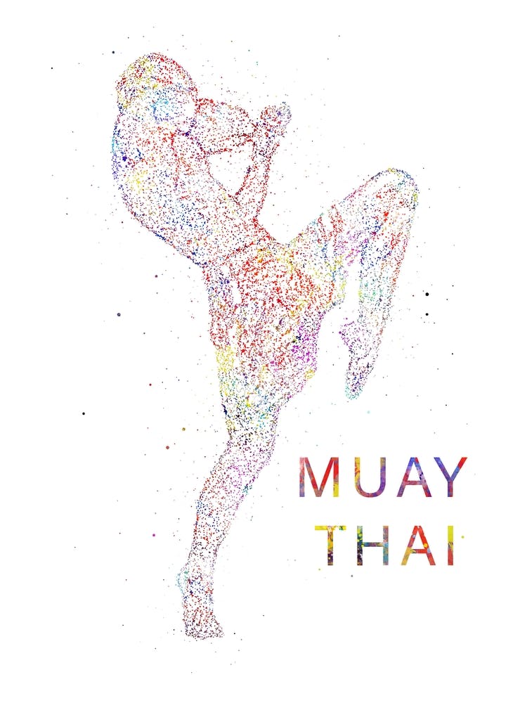 Male Muay Thai Boxing Watercolor 1