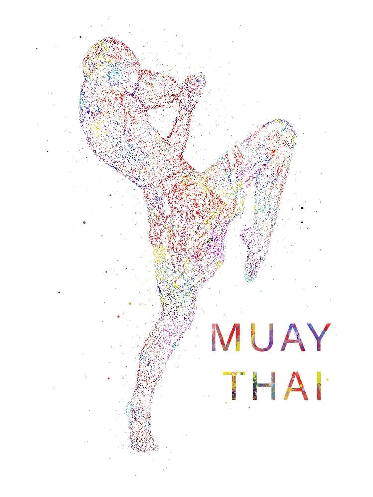 Male Muay Thai Boxing Watercolor 1