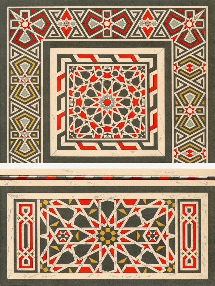 Vintage Arabesque Decoration, Plate No, 81, Emile Prisses D’Avennes, La Decoration Arabe