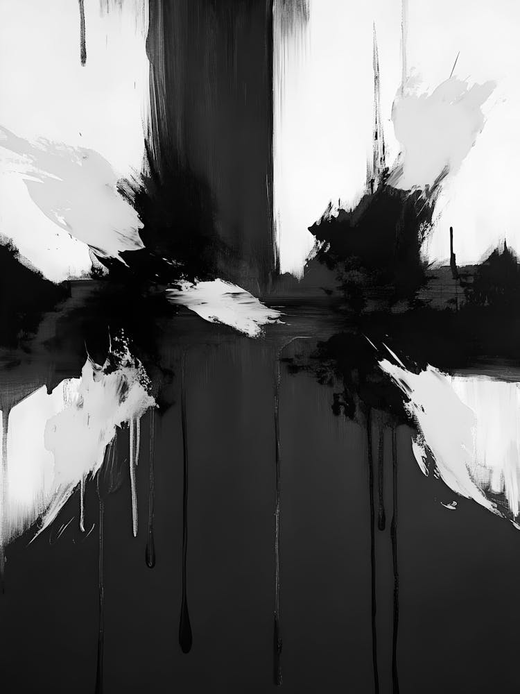 Black And White Abstract Painting 15