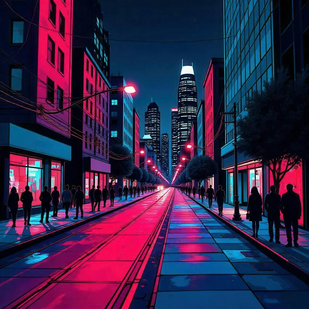 Neon City Street