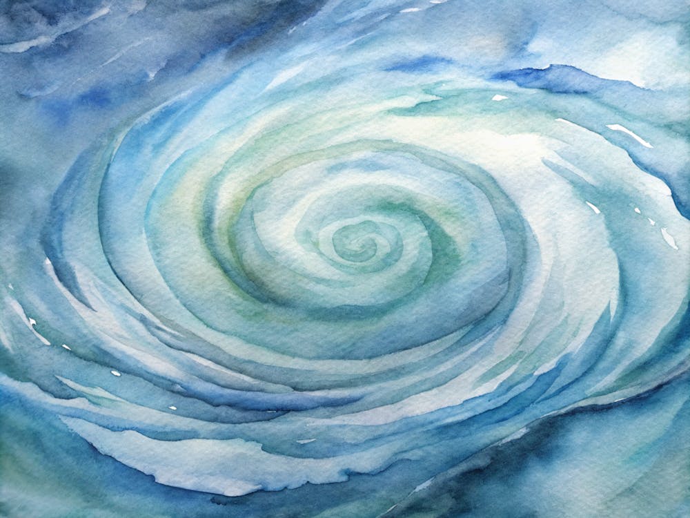 A Minimalist Art Piece Of Spiraling Whirlpools In (1)
