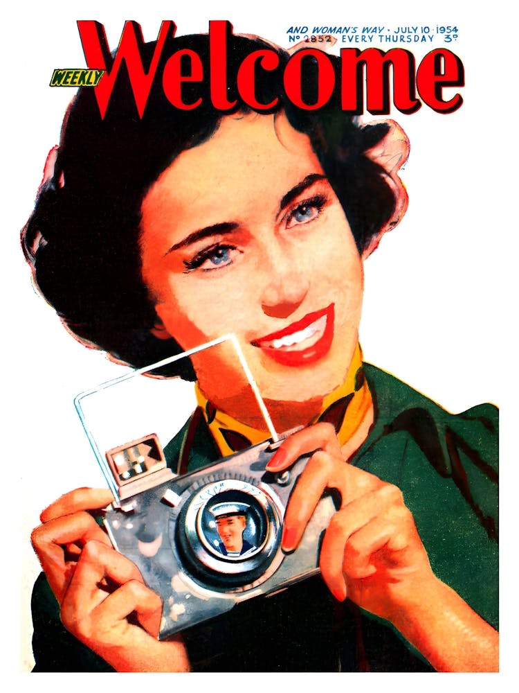 Girl With Camera, Vintage Advertising Poster