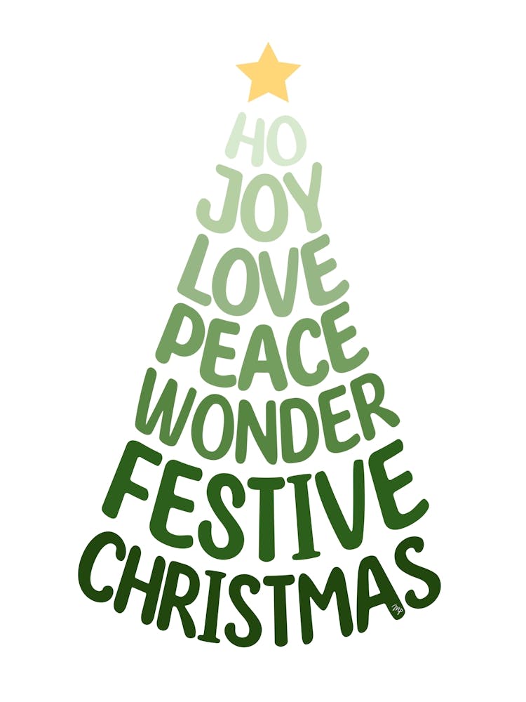 Green typography xmas Tree 1