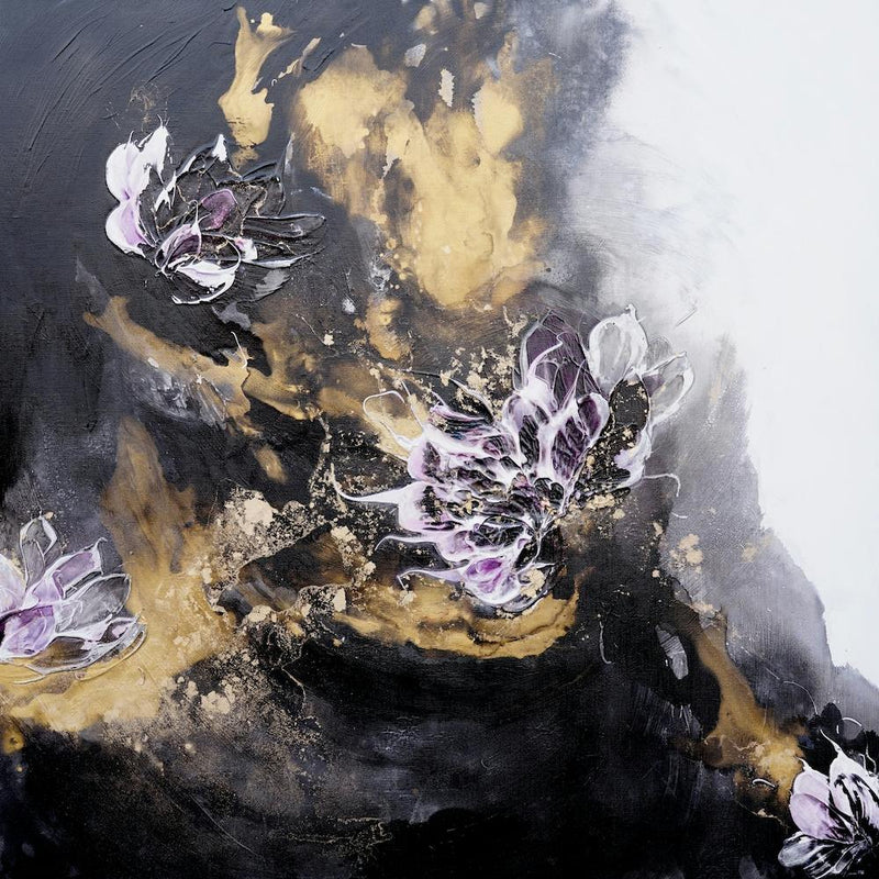 Black And Gold Floral Absract 1 Square
