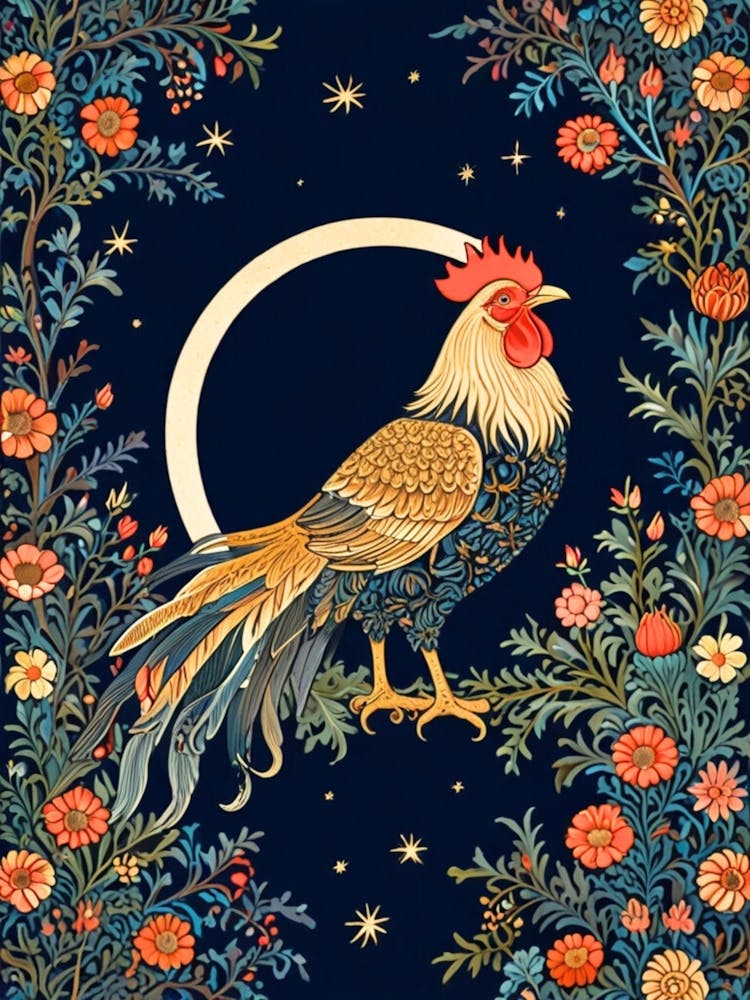 William Morris Rooster On The Moon 1