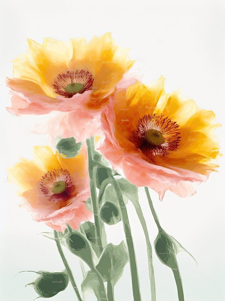 Sunflowers Flowers Acrylic Painting In Pastel Colours 5