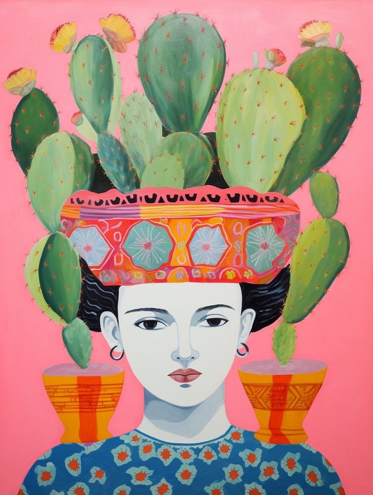 Woman With A Cactus On Her Head 2