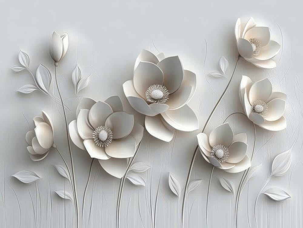 3D-Kunst mit einfacher Blumenmalerei Hellgrau 2