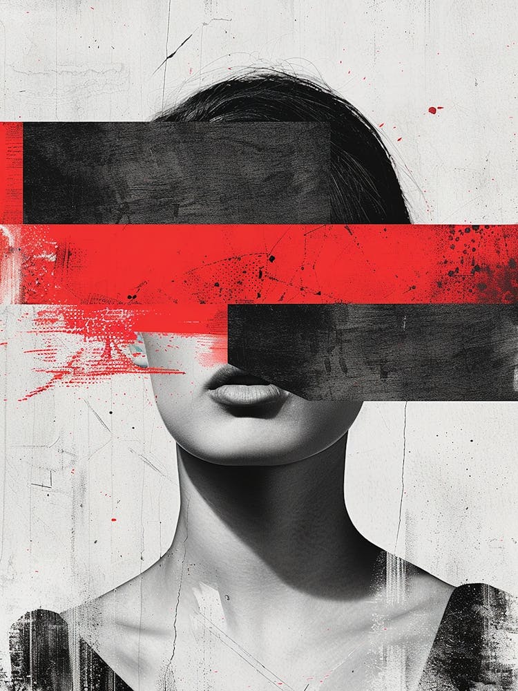 Faceless Woman with Red And Black