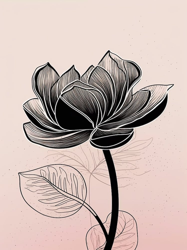 Dessin au Trait Fleurs de Lotus Illustration Neutre 17