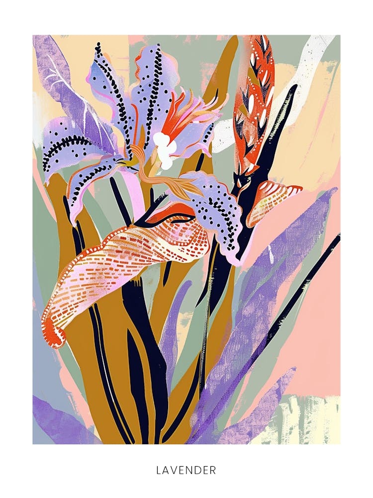 Colourful Flower Illustration Poster Lavender 4