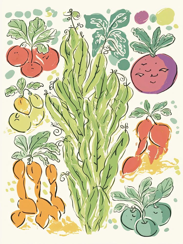 Cute Kawaii Group Of Vegetables 5