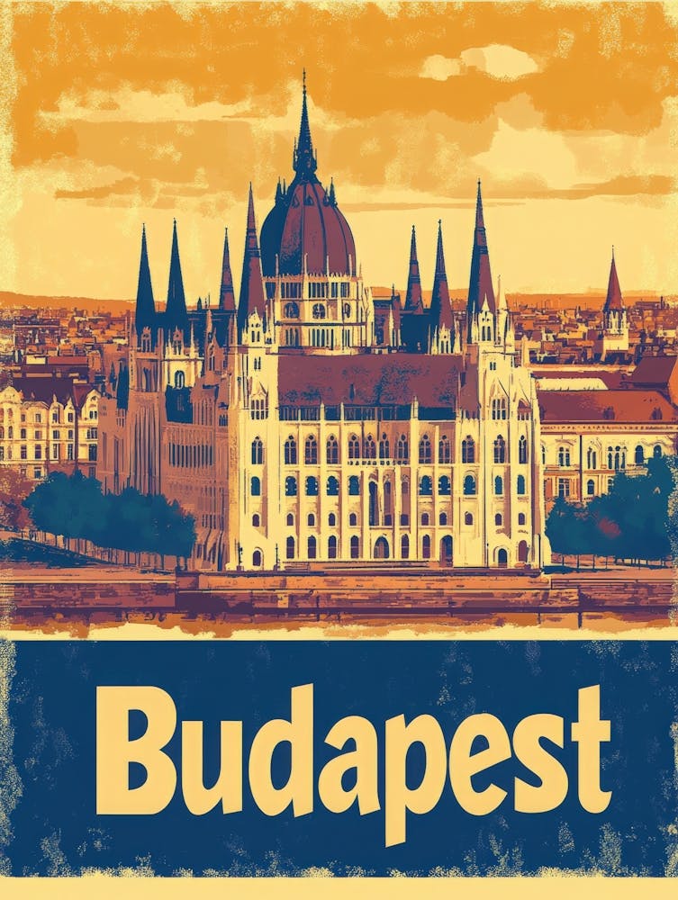 Aihrgdesign Affiche de Voyage Rétro pour Budapest Featuring The 7