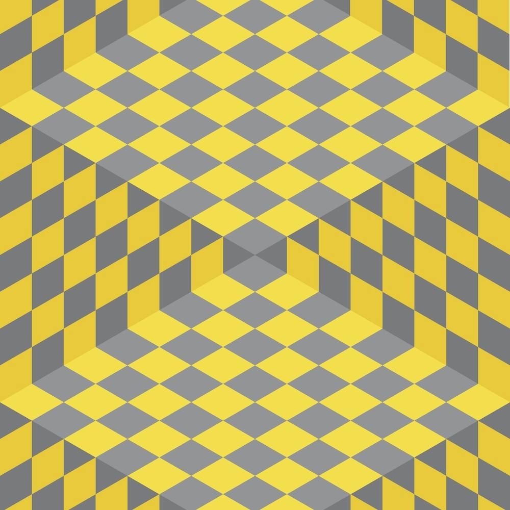 Yellow And Grey Checkered Chess Pattern