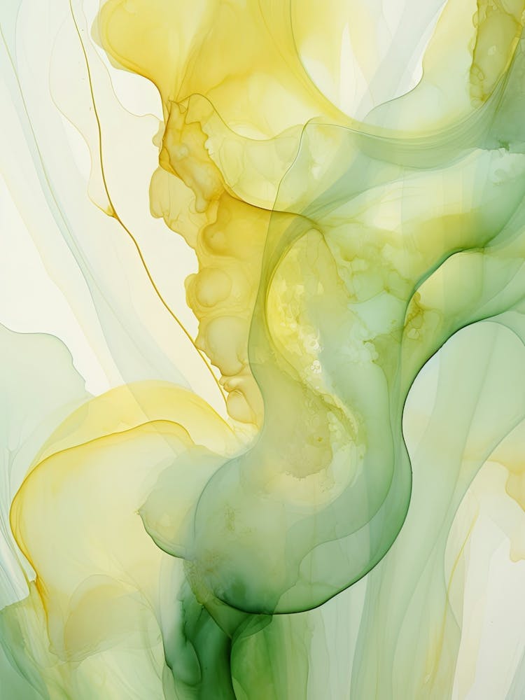 Green, White, Gold Flow Asbtract Painting 6