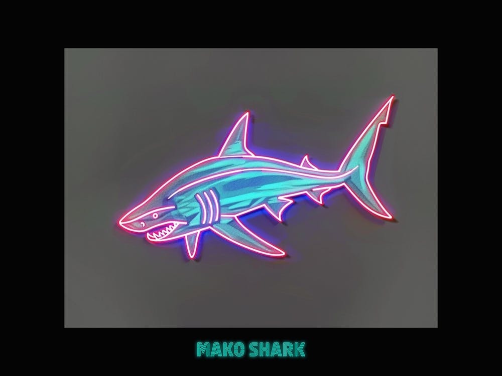 Neon Red Mako Shark 5 Poster