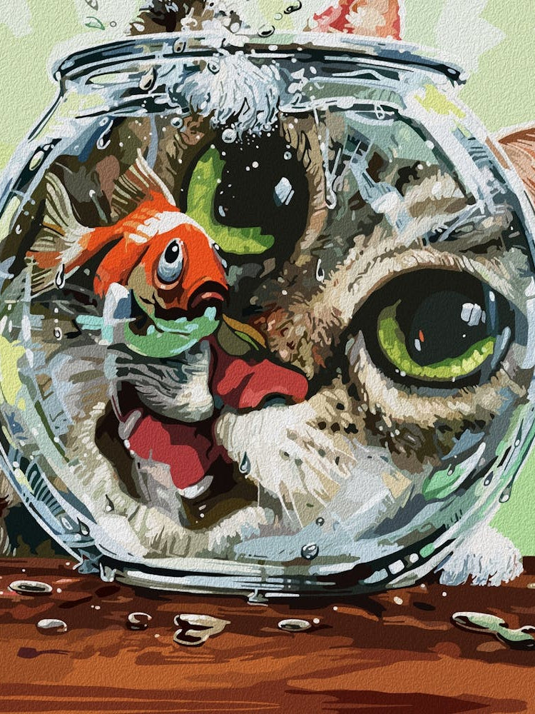 Curious Cat & Cautious Goldfish