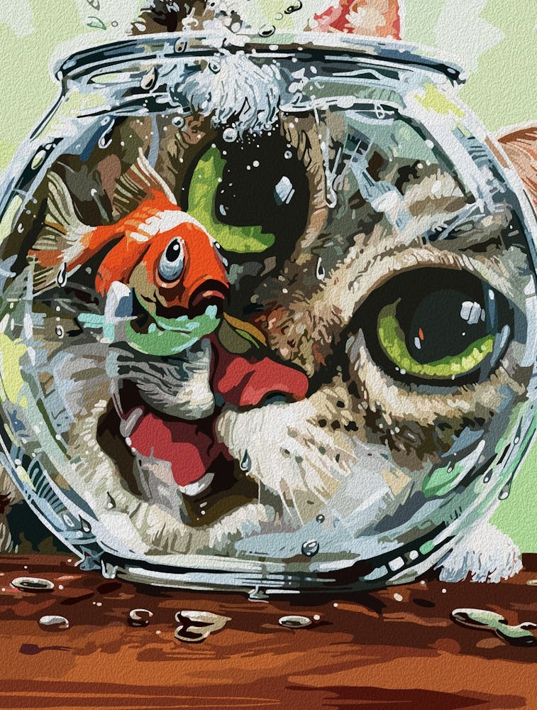 Curious Cat & Cautious Goldfish