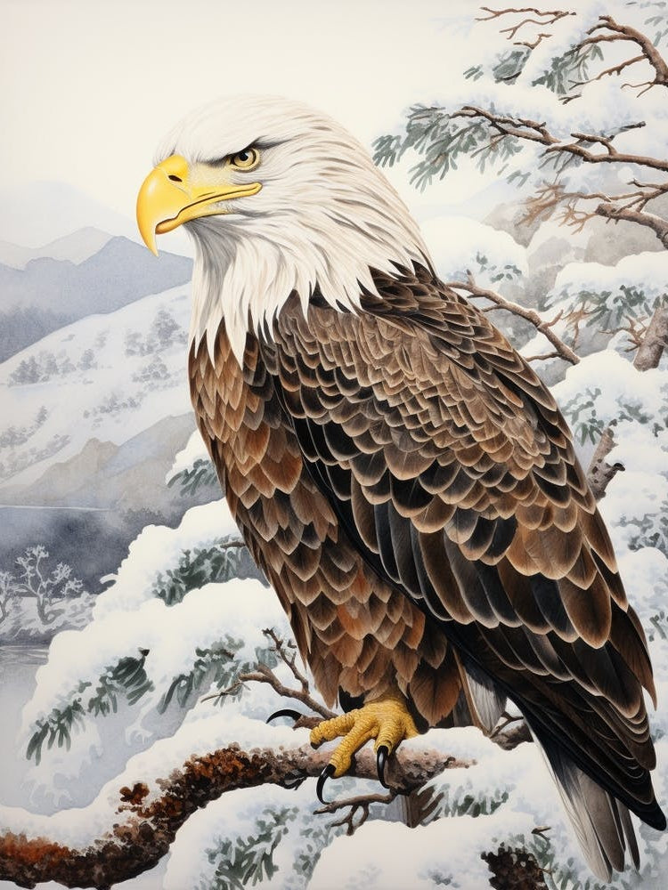 Winter Bird Painting Bald Eagle 1