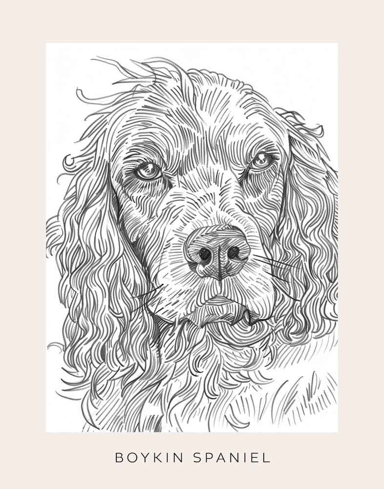 Boykin Spaniel Dog Line Art 1 Poster