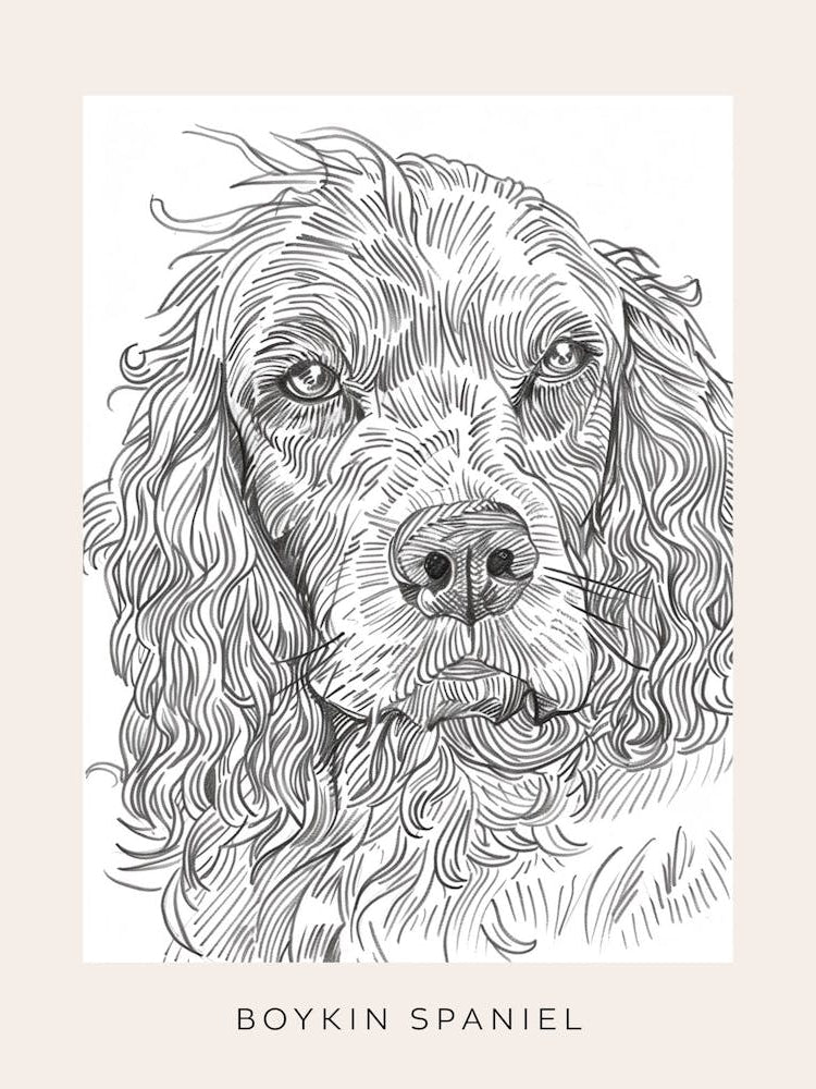 Boykin Spaniel Dog Line Art 1 Poster