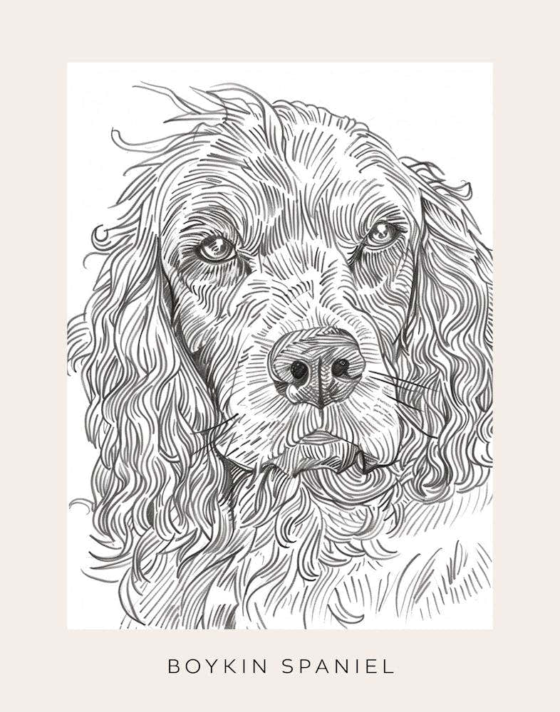 Boykin Spaniel Dog Line Art 1 Poster