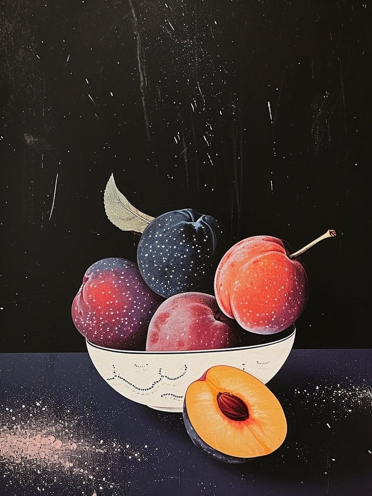 Art Deco Plums In A Bowl