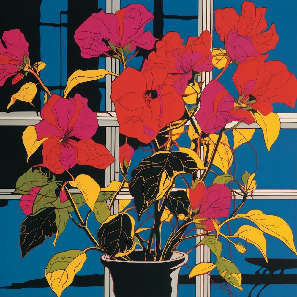 Bougainvillier 1 Illustration Pop Art Carrée