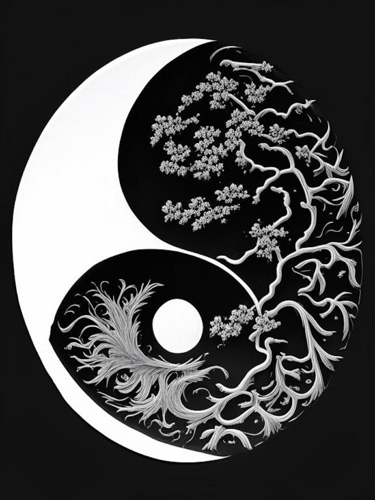 Minimal Yin and Yang 1 Linocut