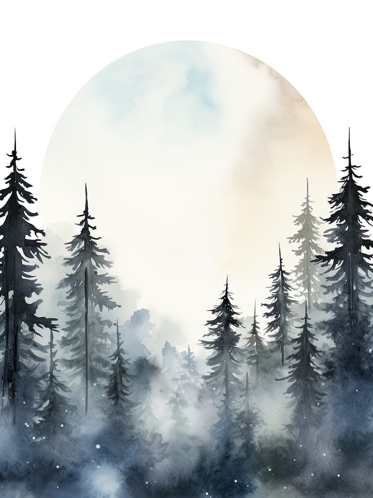 Watercolour Of Hoh Rainforest   Washington Usa 1