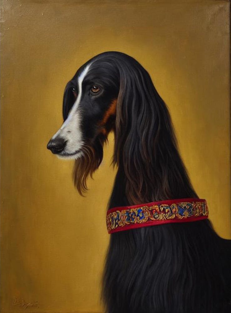 Afghan Hound Renaissance Portrait Oil Painting