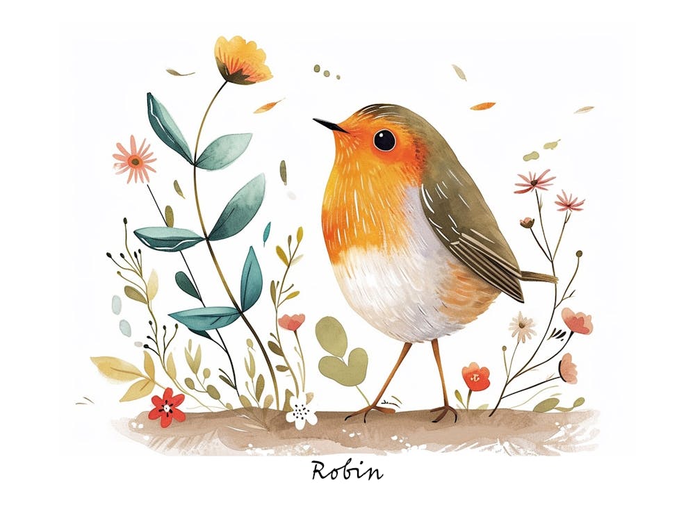 Little Floral Robin 3 Poster