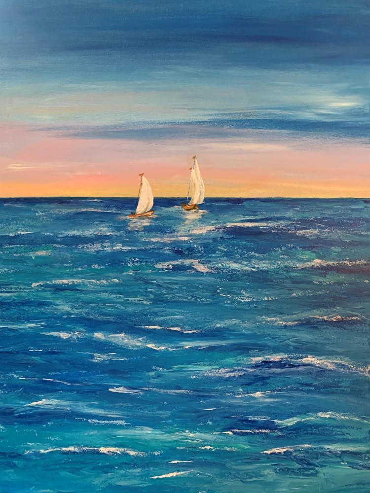Sailboats At Sunset